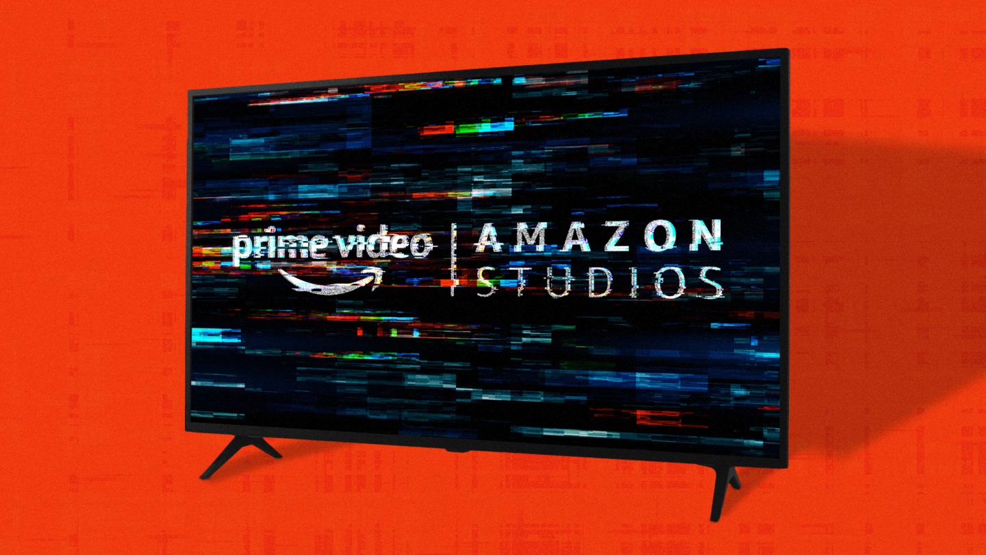 Glitching TV screen with the Amazon Studios logo
