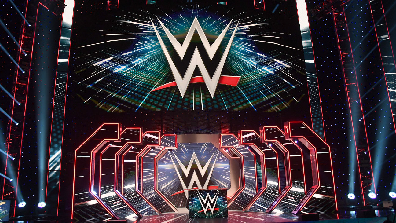 WWE logos are shown on screens